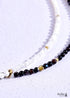 Boho Necklace,Seed Bead Choker, Black and White Crystal